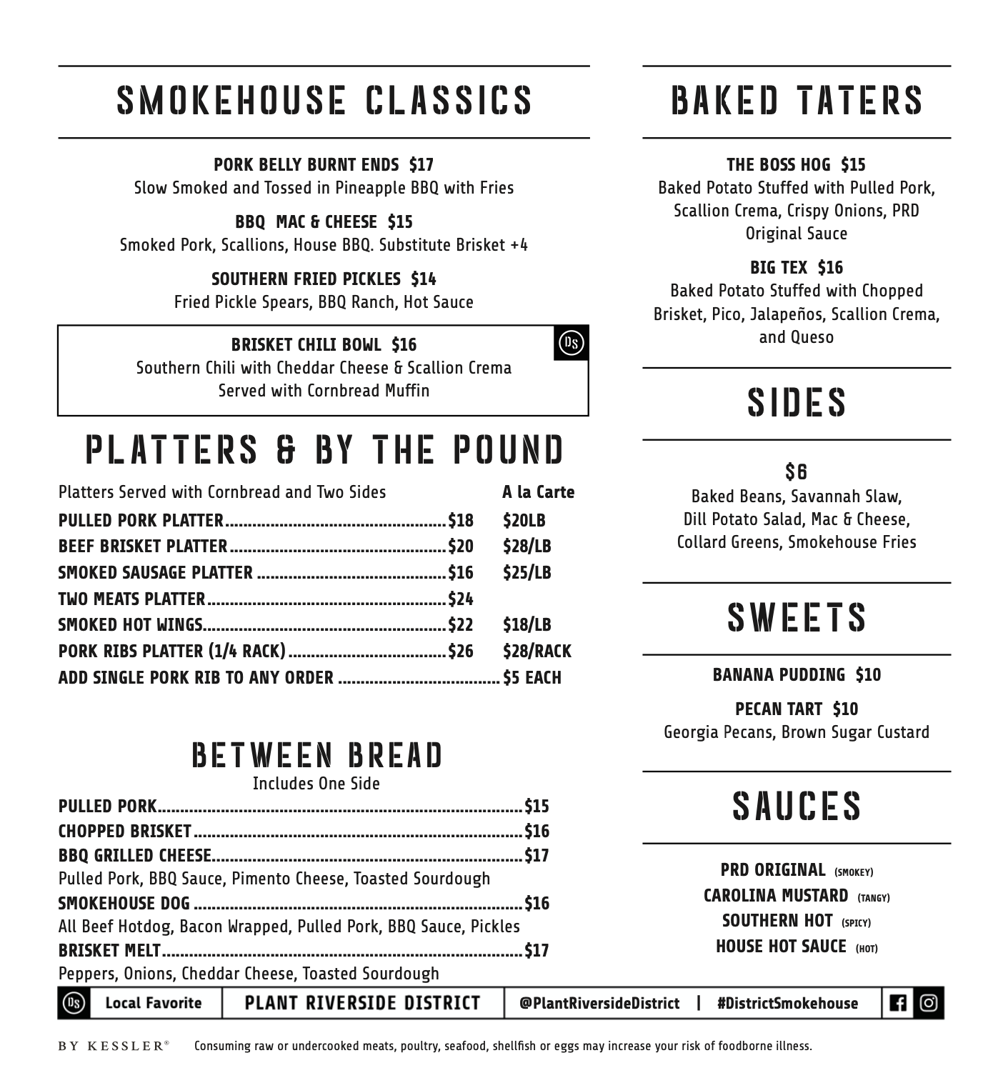 District Smokehouse food menu